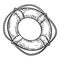 Lifebuoy with rope isolated sketch. Hand drawn life ring in engraving style