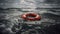 lifebuoy on stormy water. Generative AI