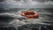 lifebuoy on stormy water. Generative AI