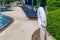 Lifebuoy at the Swimming pool on background