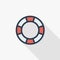 Lifebuoy thin line flat color icon. Linear vector symbol. Colorful long shadow design.