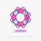 Lifebuoy thin line icon. Modern vector illustration, beach equipment for security