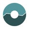 Lifecycle circulation icon with 2 arrows. Two thick parts spin infograph. Turquoise warm mint green circle infographics