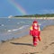 Lifeguard on the beach on the Polish Baltic coast
