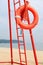 Lifeguard beach rescue equipment orange lifebuoy