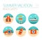 Lifeguard beach safety icon set. Summer. Vacation