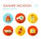 Lifeguard beach safety icon set. Summer. Vacation