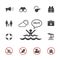 Lifeguard and beach warning icon set