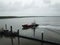 Lifeguard boat driving into the haven on the island of Ameland in the Netherlands