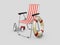 Lifeguard chair with Lifebuoy and megaphone,isolated on gray background