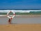 Lifeguard equipment in sand on a beach