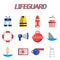 Lifeguard flat icon set