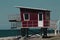 Lifeguard House at the pebble beach by the Black sea in city Batumi, Georgia.