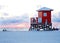 Lifeguard hut on sandy beach