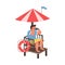 Lifeguard man sitting at his rescue post, flat vector illustration isolated.