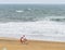 Lifeguard stand a on the beach at Virginia Beach, VA.