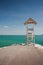 lifeguard station and blue sky.