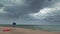 Lifeguard tower on beach during storm, Baltic Sea, Poland