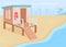 Lifeguard tower flat color vector illustration