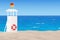 Lifeguard Tower on the Sand Sunny Beach. 3d Rendering