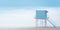 Lifeguard Tower in a white mist on a beach of seaside. Lonely landscape with watchtower. Generative AI