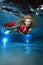 Lifeguard underwater in the pool