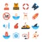 Lifeguard vector icons in a flat style on a white background