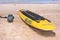 Lifeguard yellow board and buoy on the sandy beach Naminoue in Naha City in Okinawa Prefecture, Japan