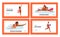 Lifeguards Landing Page Template Set. Characters On Beach Are Vigilant, Trained, And Responsible For Ensuring Safety