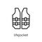 Lifejacket icon. Trendy modern flat linear vector Lifejacket icon on white background from thin line Nautical collection