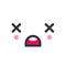 Lifeless dead kawaii cute emotion face, emoticon vector icon