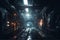 Lifeless gloomy underground city landscape with futuristic dystopia setting, spectacular cyberpunk scifi mechanical structure or s