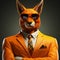 Lifelike 3d Caracal: Orange Suit, Sunglasses, Humorous Twist