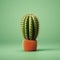 Lifelike 3d Mock-up Of Tiny Cactus On Green Background