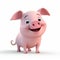 Lifelike 3d Pixar Pig Animation Smiling Cartoon Pig In 8k Uhd