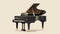 Lifelike Black Piano Illustration With Gold Hardware On Beige Background