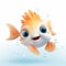 Lifelike Cartoon Goldfish With Bubbles: Detailed Character Illustration