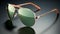 Lifelike Renderings Of Gold Aviator Sunglasses On Dark Background