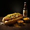 Lifelike Renderings Of A Hot Dog And Beer On A Table