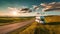 Lifelike Rv Travels: Dark Green Countryside Sunset Photo