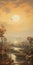 Lifelike Sunset Landscape With Birds And Trees In Detailed Academic Style