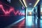 Lifeline glow Heartbeat line illuminates a contemporary medical hallway