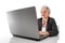 Lifelong learning - Isolated senior woman with laptop