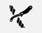 Liferaft Pocket Pen Folding Knife Cut Cutting Rope Black White Icon Vector