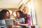 Lifes short, dont take it too seriously. an adorable little girl and her parents using a digital tablet together on the