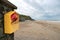 Lifesaver buoy on empty beach