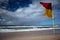 Lifesaver flag on the Gold Coast beach