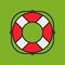 Lifesaver on green background, simple flat style