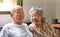 Lifestyle asian senior couple at home, The old age Alzheimer`s man with his wife caregiver