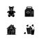 Lifestyle black glyph icons set on white space